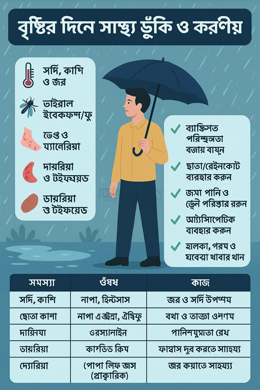 বৃষ্টি আসুক প্রাণ জুড়াতে, অসুখ নয় শরীর কাঁপাতে