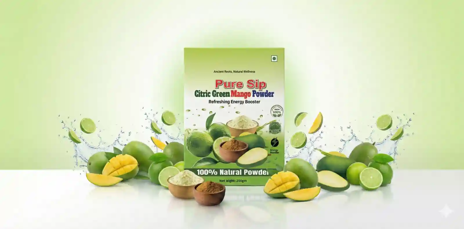 পিওর সিপ সাইট্রিক গ্রিন ম্যাংগো পাউডার (Pure Sip Citric Green Mango Powder) – ১০০% প্রাকৃতিক এনার্জি বুস্টার